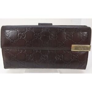 Gucci Guccissima Dark Brown Leather Continental Wallet GG Monogram COA